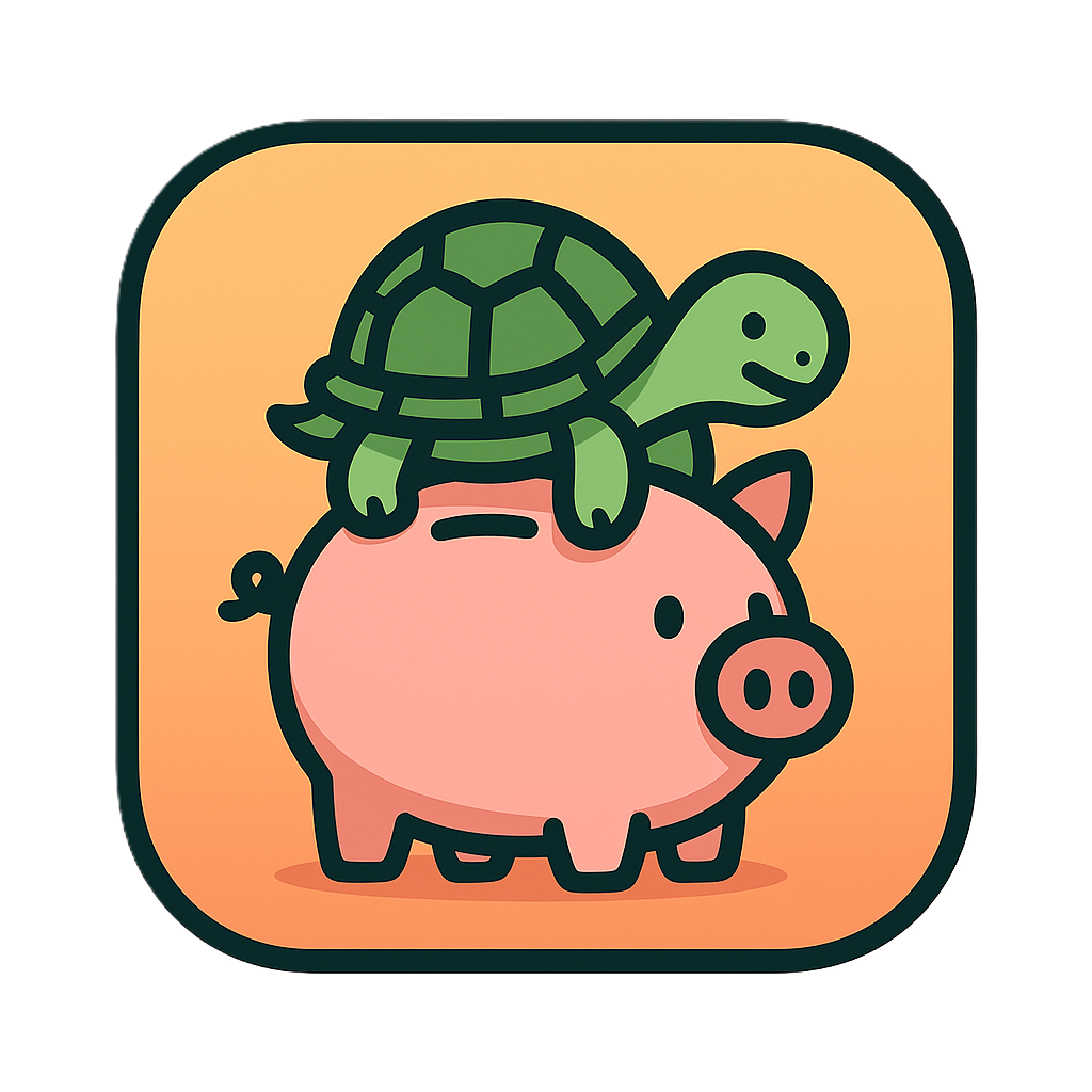 Moni, la tortuga sobre el chanchito